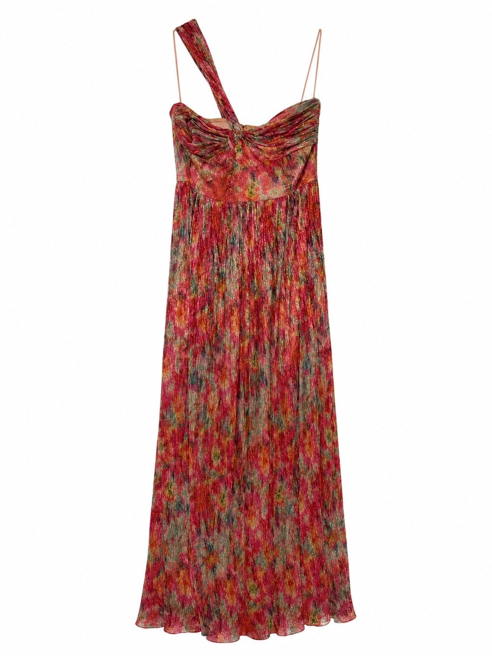 Dress the Population One-Shoulder Multicolor Maxi Dress - Pink, Green, Yellow - Picture 3 of 7